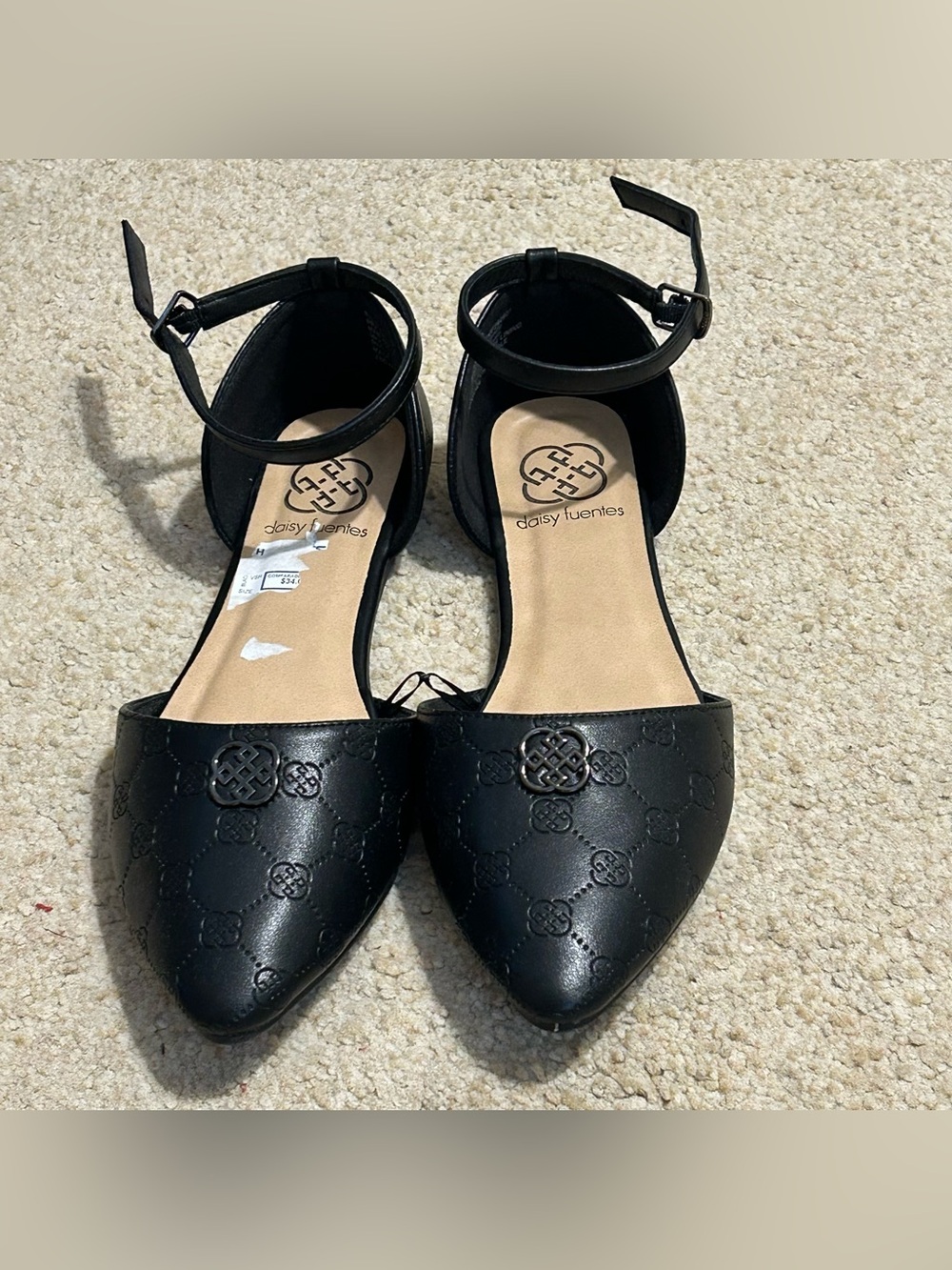 Daisy Fuentes Black Ankle Strap Flats